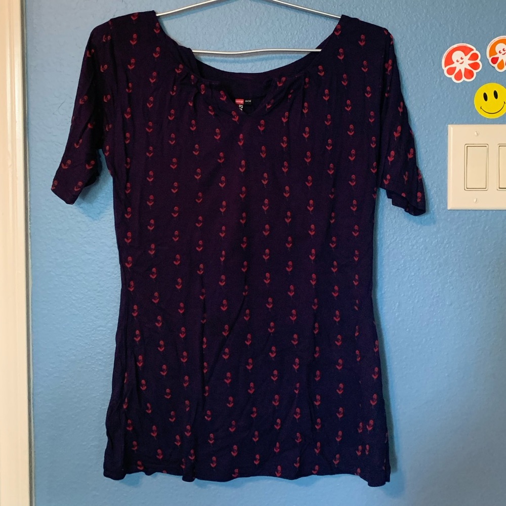 Navy patterned blouse